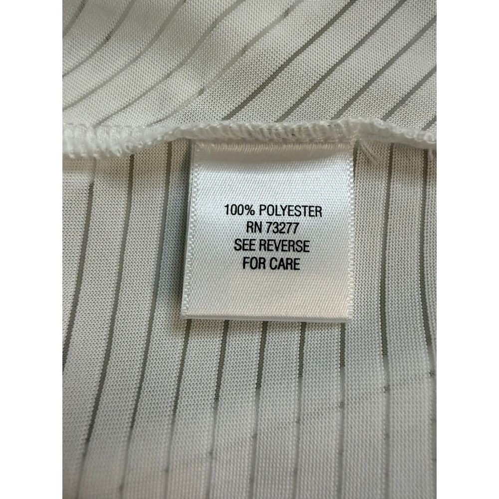 Dana Buchman XXL White Sheer Striped Short Sleeve Blouse Gold Tone Pockets - Picture 4 of 4